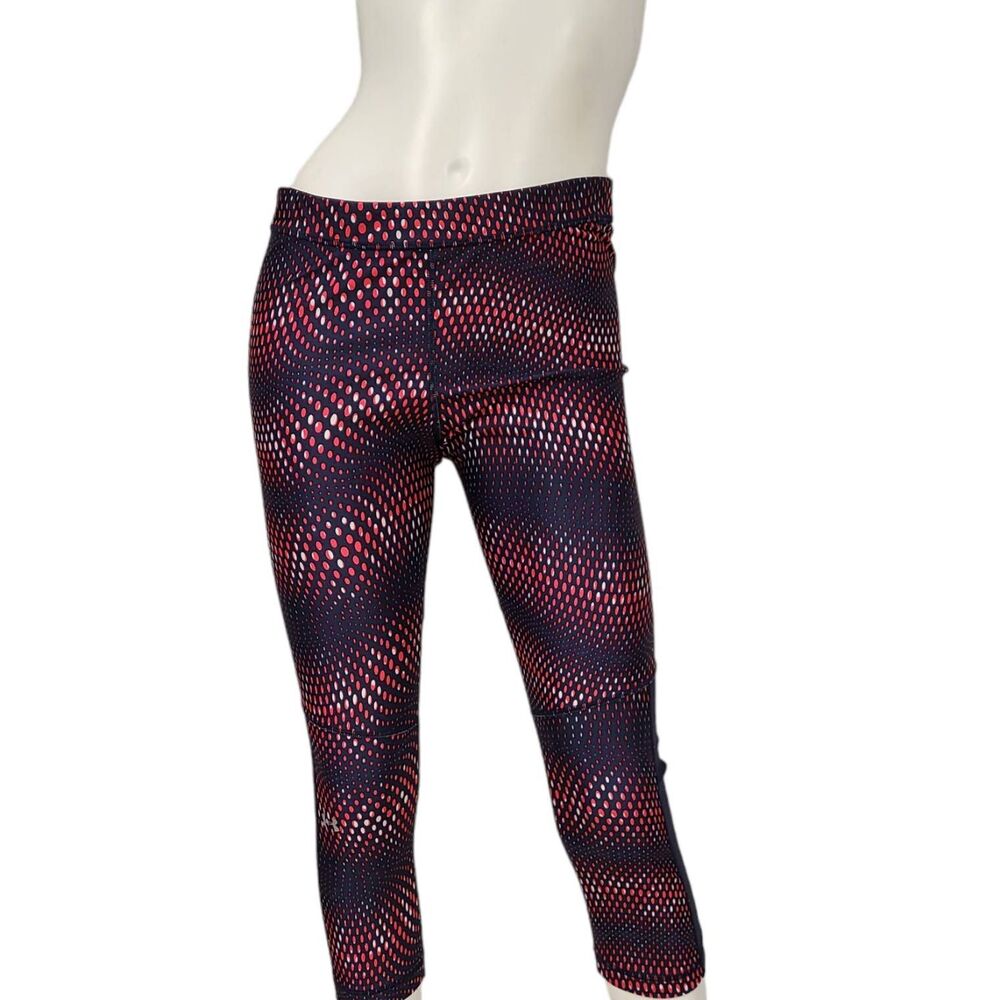 Under Armour Black And Red Polka Dot Cropped Leggings Womens Size Large - Picture 2 of 7